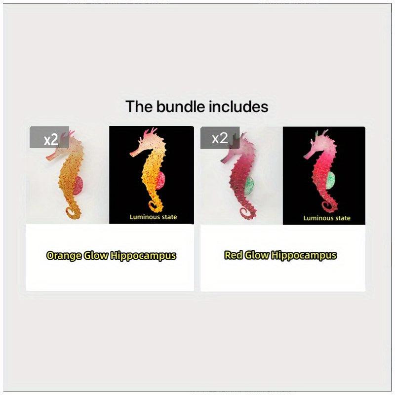 Artificial Seahorse Aquarium Ornament - 4pcs Set