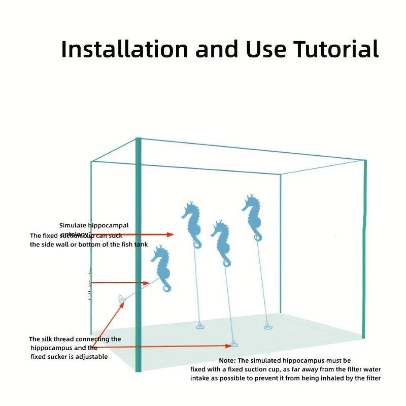 Artificial Seahorse Aquarium Ornament - 4pcs Set
