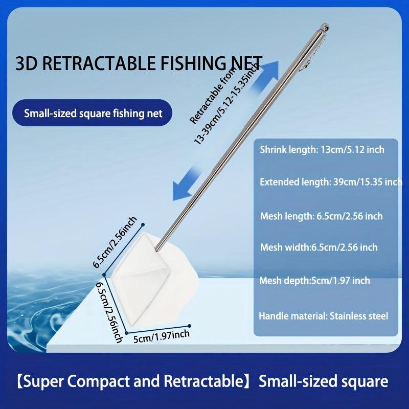 Stainless Steel Extendable Fish Net Small 3D Fishing Landing Net