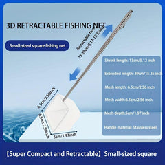 Stainless Steel Extendable Fish Net Small 3D Fishing Landing Net