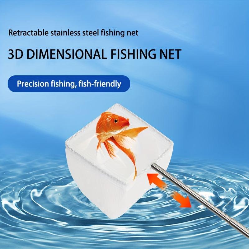 Stainless Steel Extendable Fish Net Small 3D Fishing Landing Net