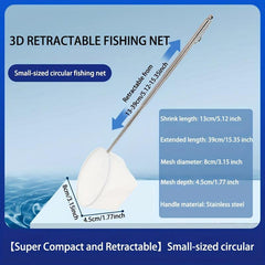 Stainless Steel Extendable Fish Net Small 3D Fishing Landing Net