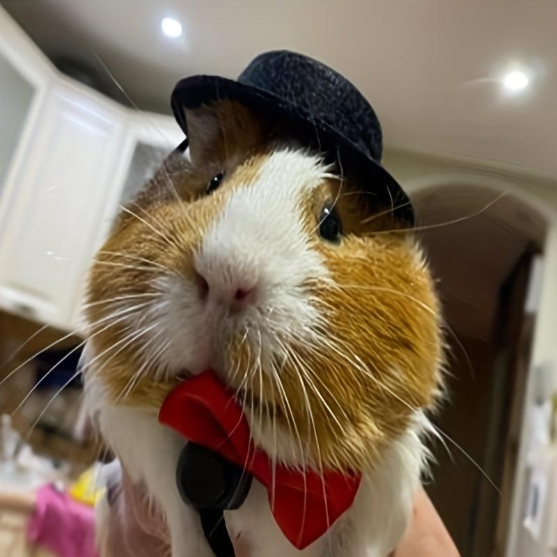 2Pcs Small Animals Hats and Bow Ties Set Pet Accessories