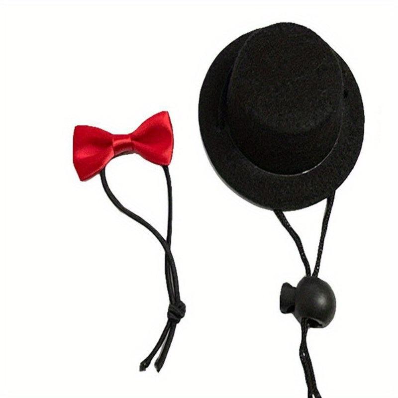 2Pcs Small Animals Hats and Bow Ties Set Pet Accessories