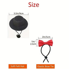 2Pcs Small Animals Hats and Bow Ties Set Pet Accessories