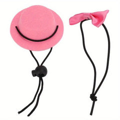 2Pcs Small Animals Hats and Bow Ties Set Pet Accessories