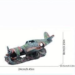 Aquarium Helicopter Wreckage Decor - Enhance Fish Habitat