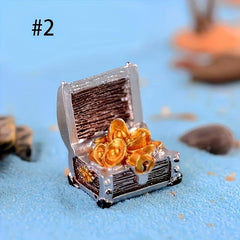 4pcs Mini Resin Treasure Chest Box Aquarium Decoration