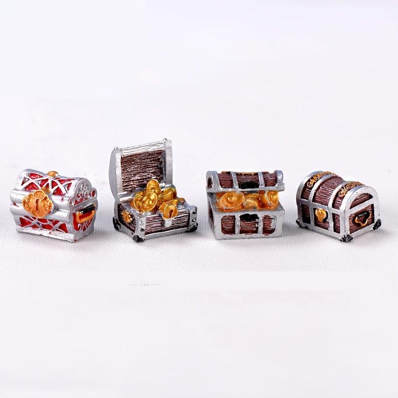 4pcs Mini Resin Treasure Chest Box Aquarium Decoration
