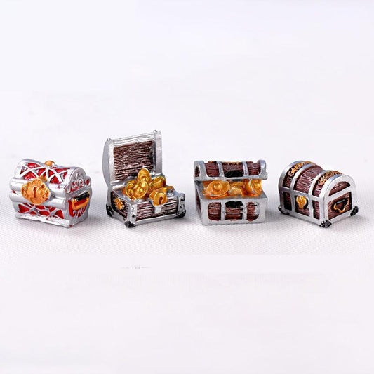 4pcs Mini Resin Treasure Chest Box Aquarium Decoration