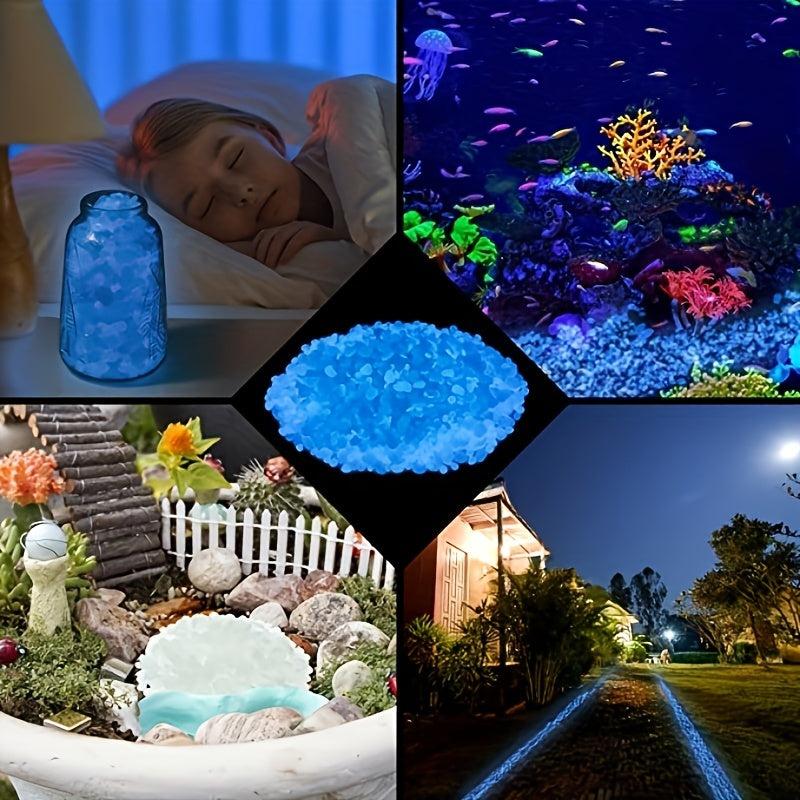 Glow Dark Pebbles Home Garden Aquariums Luminous Stones Fish Tanks Gravel Rock