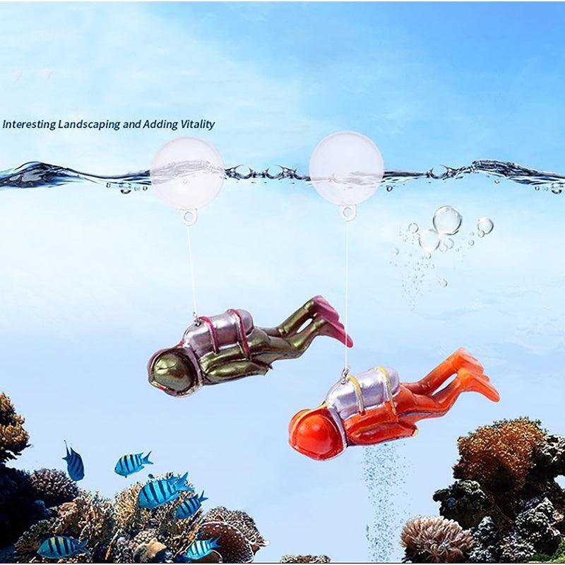 Fish Tank Diver Decoration Floating Diver Ornaments Small Diver With Ball