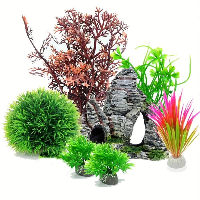 Aquarium Plastic Plants Fish Tank Decorations