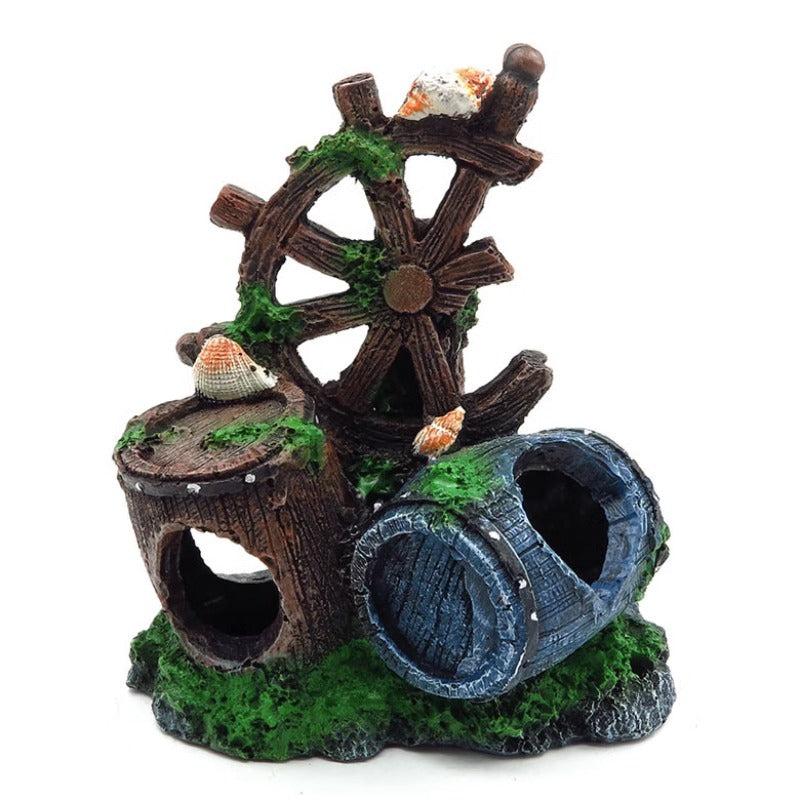Resin Broken Barrel Aquarium Ornament