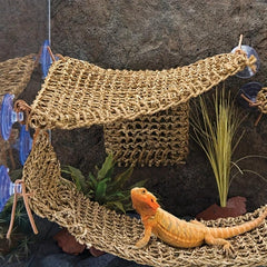 Breathable Mesh Reptile Hammock with Straw Mat for Lizards