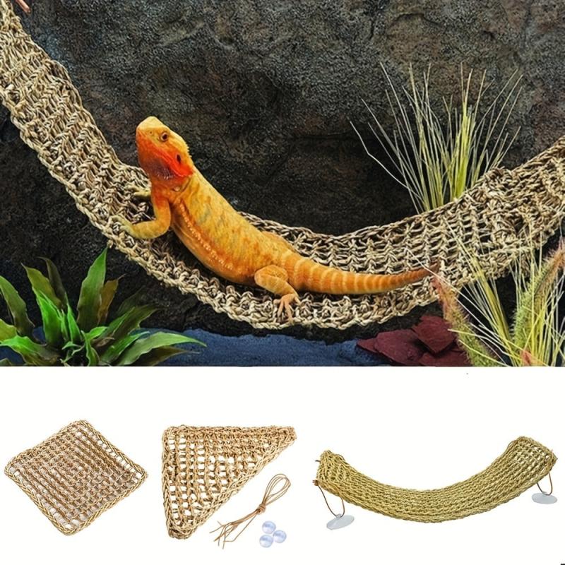 Breathable Mesh Reptile Hammock with Straw Mat for Lizards