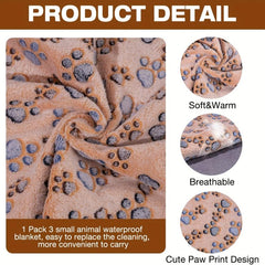 3pcs Washable Small Pet Blankets for Cage - Soft & Absorbent Bedding Mats