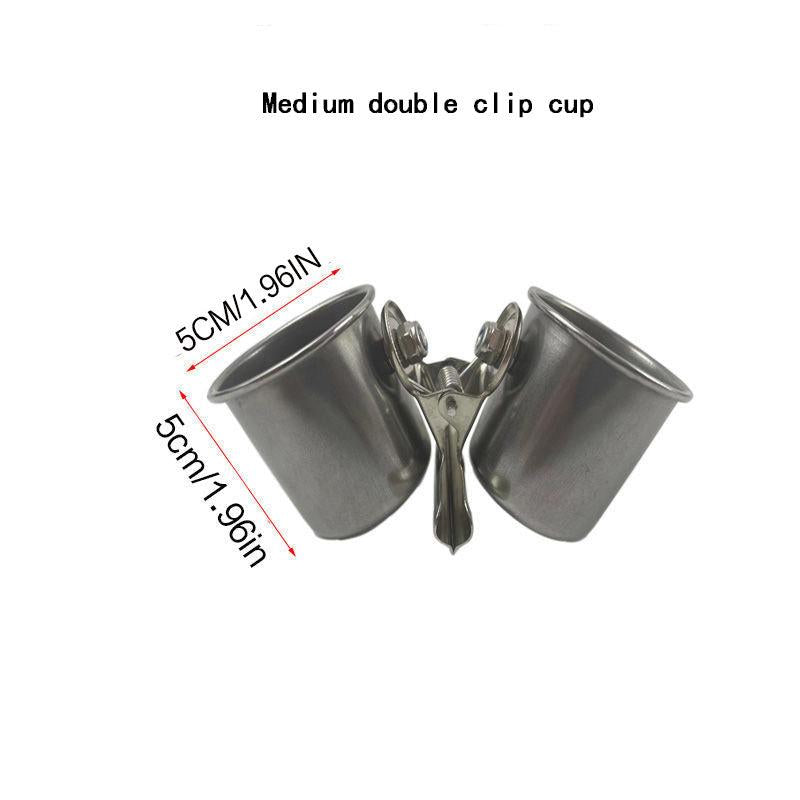 Durable Stainless Steel Double Feeding Cup for Parrots