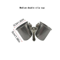 Durable Stainless Steel Double Feeding Cup for Parrots