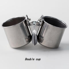 Durable Stainless Steel Double Feeding Cup for Parrots