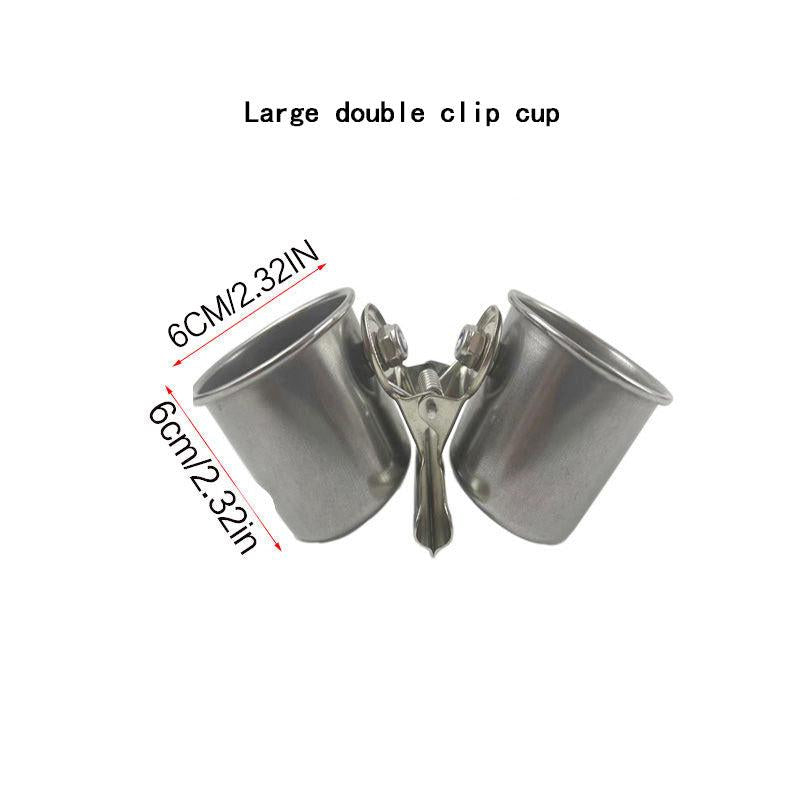 Durable Stainless Steel Double Feeding Cup for Parrots