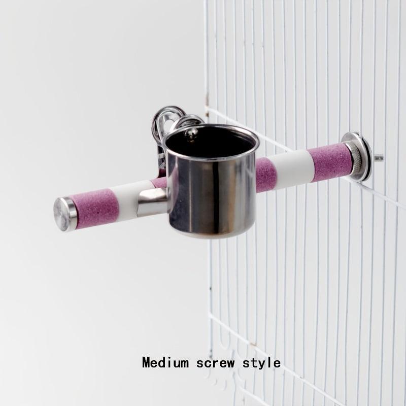 Durable Stainless Steel Double Feeding Cup for Parrots