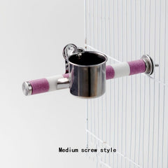 Durable Stainless Steel Double Feeding Cup for Parrots