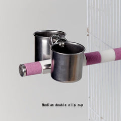 Durable Stainless Steel Double Feeding Cup for Parrots
