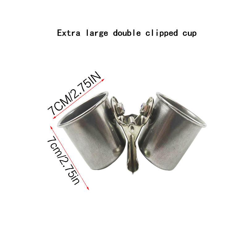 Durable Stainless Steel Double Feeding Cup for Parrots