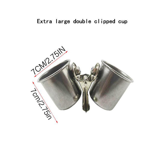Durable Stainless Steel Double Feeding Cup for Parrots