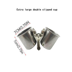 Durable Stainless Steel Double Feeding Cup for Parrots
