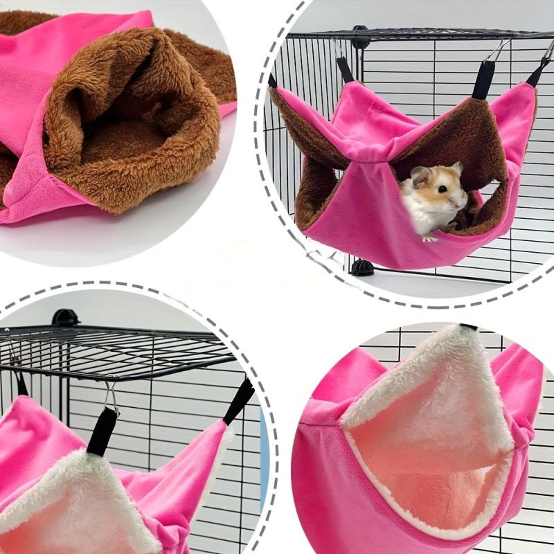 Cozy Double Layer Pet Nest Plush Hammock Bed For Hamsters