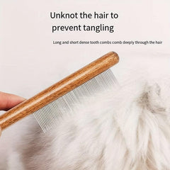 Wooden Handle Pet Comb for Cats Scratching & Hair Removal