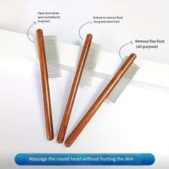 Wooden Handle Pet Comb for Cats Scratching & Hair Removal
