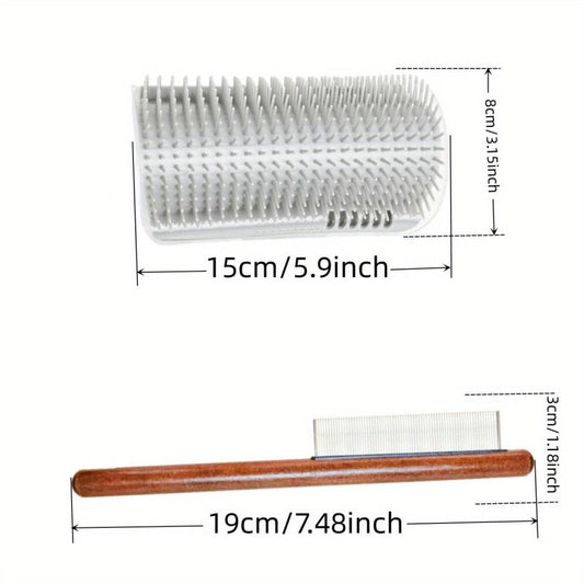 Wooden Handle Pet Comb for Cats Scratching & Hair Removal