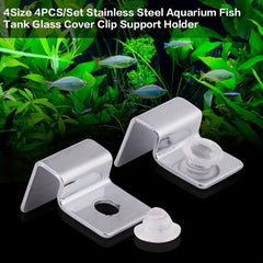 4pcs Stainless Steel Aquarium Glass Cover Clip Support Holder
