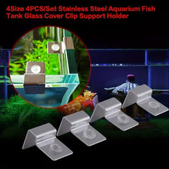 4pcs Stainless Steel Aquarium Glass Cover Clip Support Holder