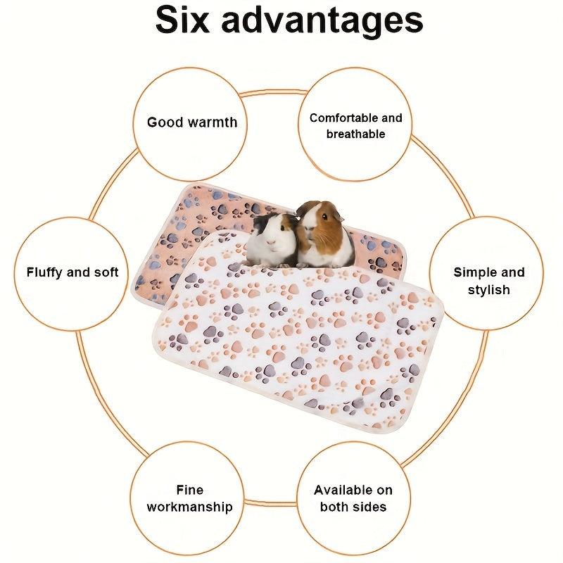 Cozy Paw Print Small Animal Blanket Warm and Cozy Mat