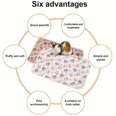 Cozy Paw Print Small Animal Blanket Warm and Cozy Mat