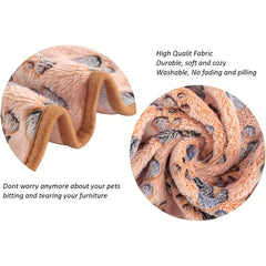 Cozy Paw Print Small Animal Blanket Warm and Cozy Mat