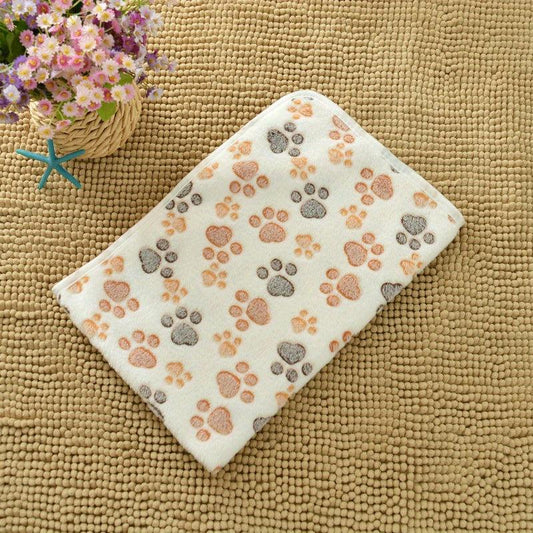 Cozy Paw Print Small Animal Blanket Warm and Cozy Mat