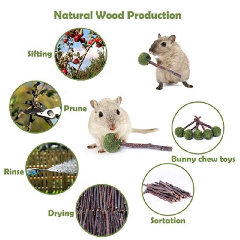 4pcs Bunny Chew Toys Natural Alfalfa Grass Small Animal Chew Toys