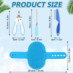 4pcs Small Cat Rabbit Grooming Kit Bunny Brush Comb Nail Clipper File Bath Brush