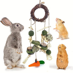 Rabbit Chew Toy Hanging Rattan Ring Snack Guinea Pigs Hamsters