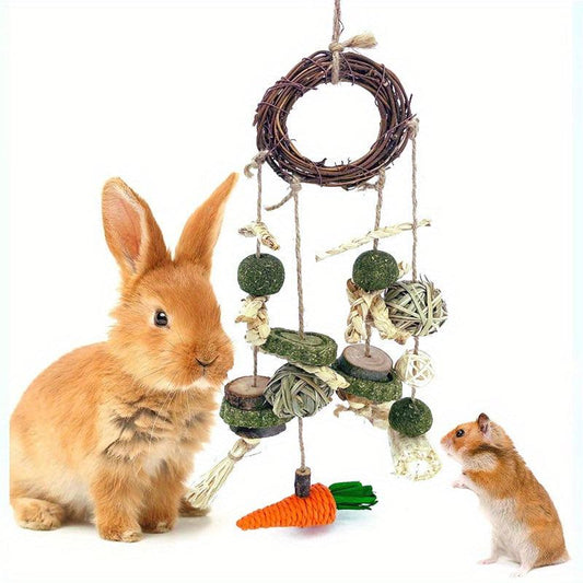 Rabbit Chew Toy Hanging Rattan Ring Snack Guinea Pigs Hamsters