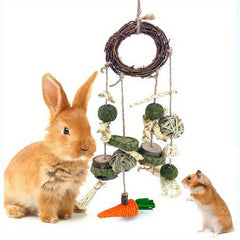 Rabbit Chew Toy Hanging Rattan Ring Snack Guinea Pigs Hamsters
