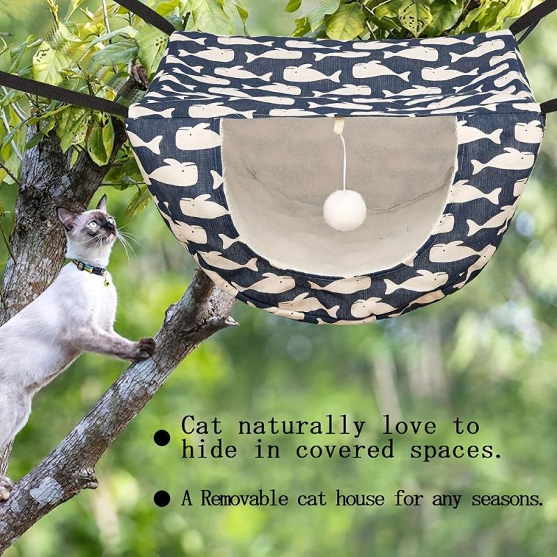 Adjustable Cat Bed Hammock with Ball Toy