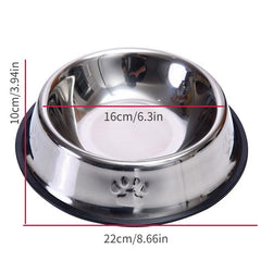 Stainless Steel Pet Bowl for Cats & Small Dogs Non Slip Base Easy to Clean