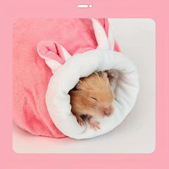 Pink Bunny Hamster Rabbit Warm Nest Sleeping Bag House Small Animal Winter