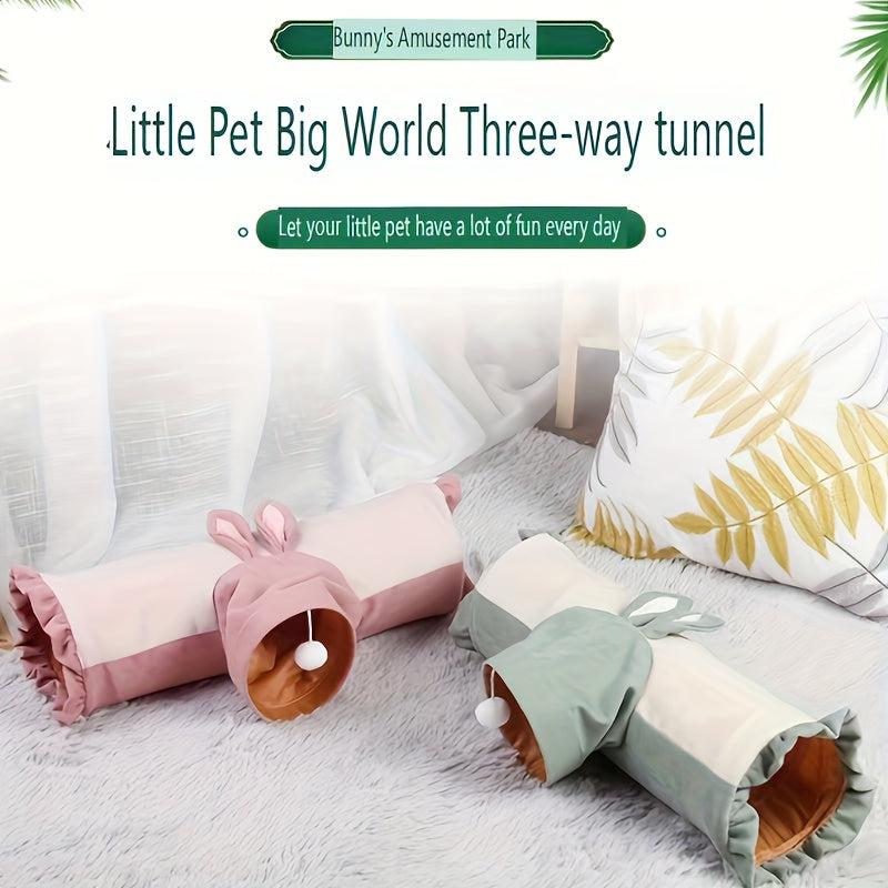 Small Pet Tunnel Toy Rabbit Chinchilla Three-way Hideaway